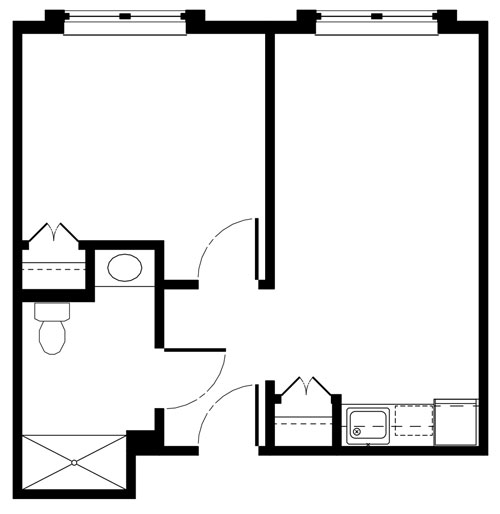 One bedroom un-furnished layout